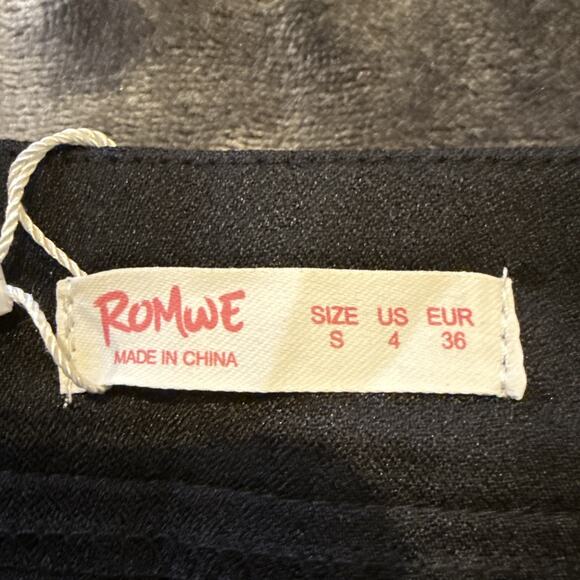 Romwe-Womens Mini Skirt-Pleated Zip Up-Black-Size S-NWT - Picture 8 of 11